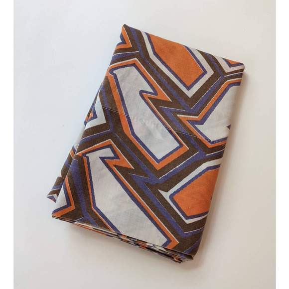 Vintage 70's Pillowcase, Funky Orange Purple & White Pattern, 1970's Bedding - Picture 2 of 10